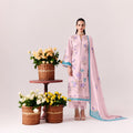 Blush Pink floral cotton lawn salwar suit with muslin dupatta
