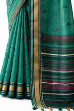 Gold Linen Silk Zari Border Work Saree