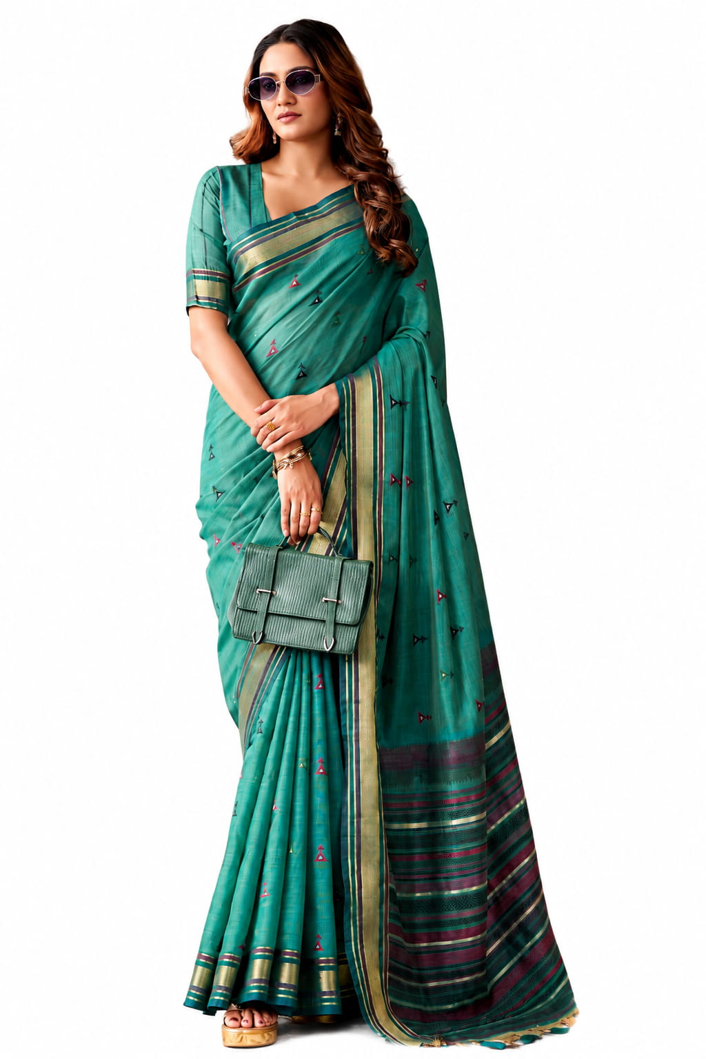 Gold Linen Silk Zari Border Work Saree