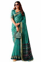 Gold Linen Silk Zari Border Work Saree