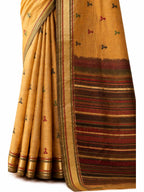 Gold Linen Silk Zari Border Work Saree