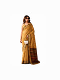 Gold Linen Silk Zari Border Work Saree