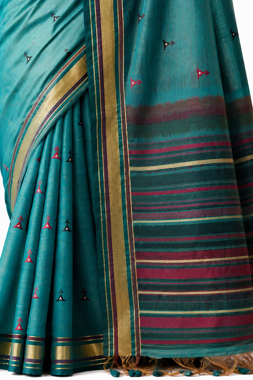 Sea Green Linen Silk Zari Border Work Saree