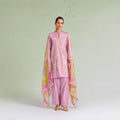 Pastel Pink unstitched lawn cotton embroidered salwar kameez with Bemberg muslin digital print dupatta