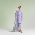 Lavender unstitched lawn cotton embroidered salwar kameez with Bemberg muslin digital print dupatta