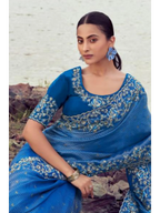 Royal Blue Pure Satin Silk With Jacquard traditional saree by Naksh Creation view 2