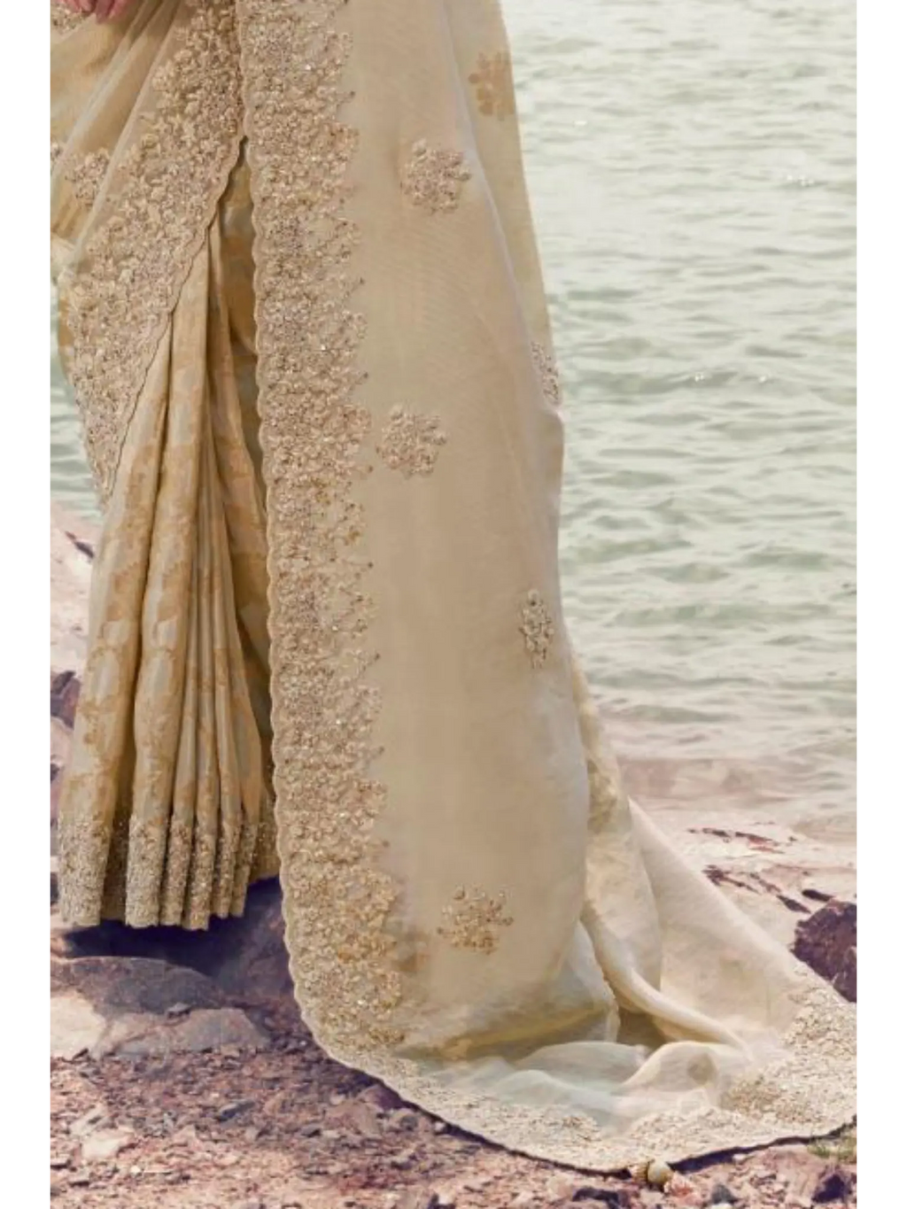 Beige Tissue Silk With Jacquard traditional saree by Naksh Creation view 3