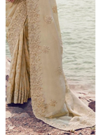 Beige Tissue Silk With Jacquard traditional saree by Naksh Creation view 3