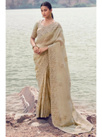 Beige Tissue Silk With Jacquard traditional saree by Naksh Creation