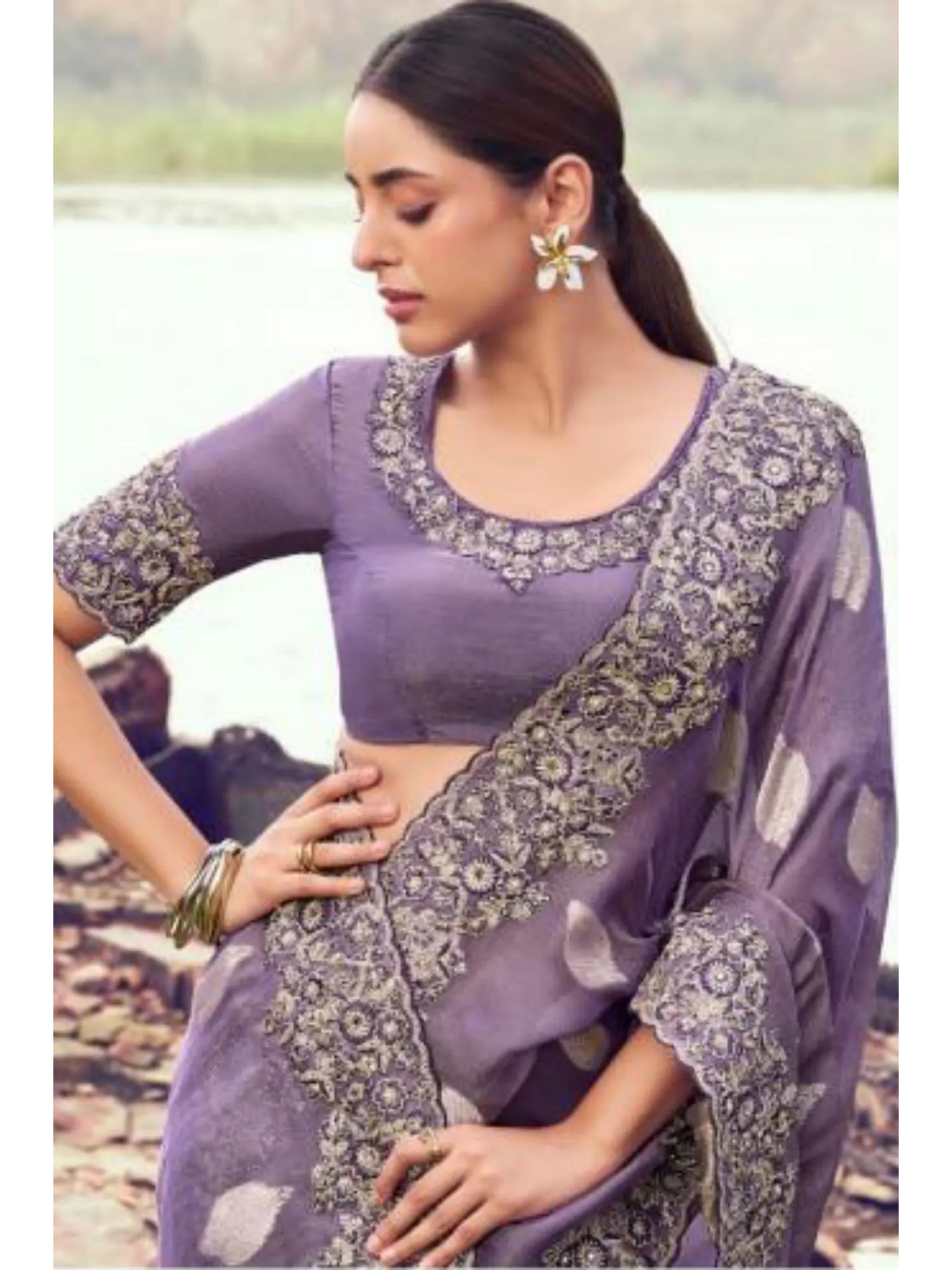 Purple Tissue Silk With Jacquard traditional saree by Naksh Creation view 2