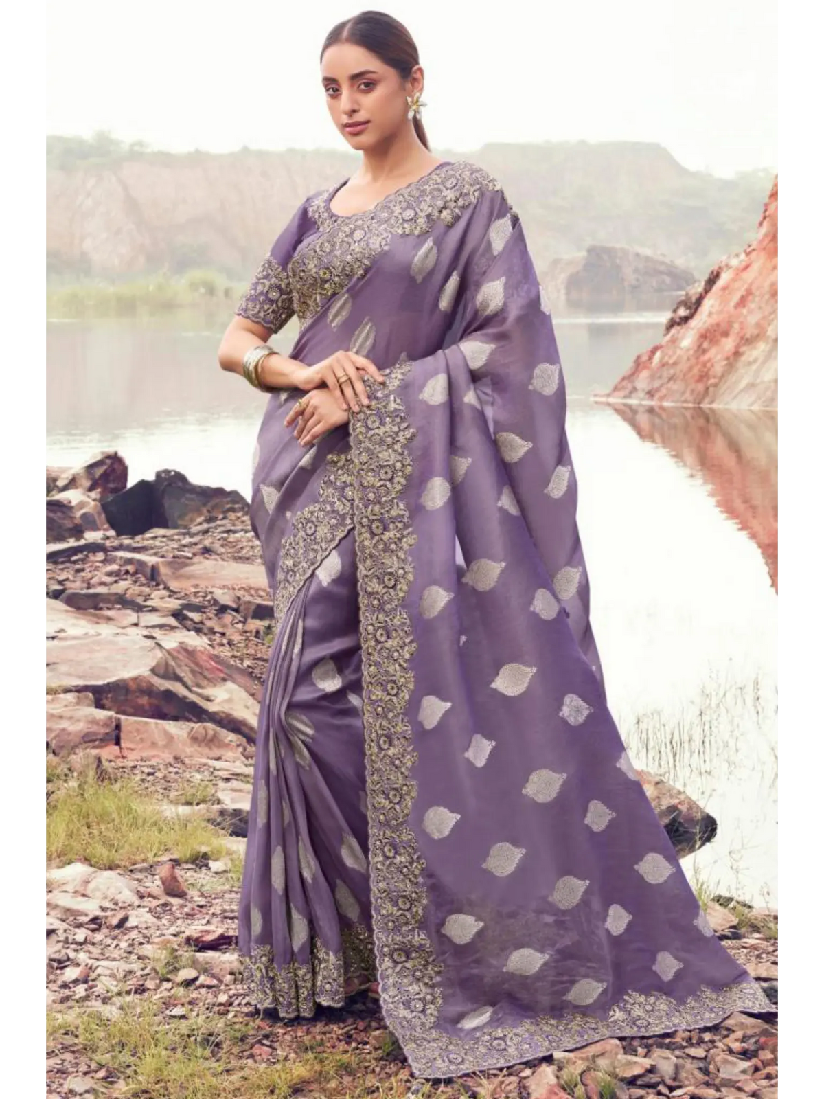 Purple Tissue Silk With Jacquard traditional saree by Naksh Creation