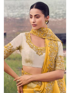 Yellow Tissue Silk With Jacquard traditional saree by Naksh Creation view 2