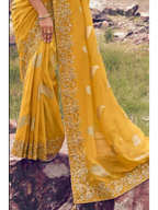 Yellow Tissue Silk With Jacquard traditional saree by Naksh Creation view 3