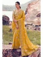 Yellow Tissue Silk With Jacquard traditional saree by Naksh Creation