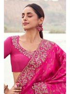 Rani Pink Pure Satin Silk With Jacquard traditional saree by Naksh Creation view 2