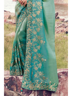 Sky Blue Shaded Bhagalpuri Tissue Silk With Jacquard traditional saree by Naksh Creation view 3