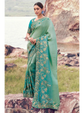Sky Blue Shaded Bhagalpuri Tissue Silk With Jacquard traditional saree by Naksh Creation