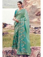 Sky Blue Shaded Bhagalpuri Tissue Silk With Jacquard traditional saree by Naksh Creation