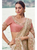 Chiku Satin Silk traditional saree by Naksh Creation view 2