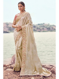 Chiku Satin Silk traditional saree by Naksh Creation