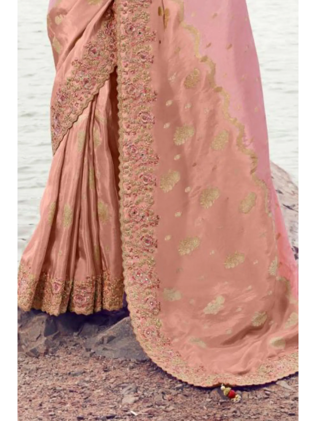 Pink Tissue Silk and Organza Silk traditional saree by Naksh Creation view 3