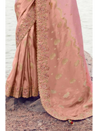 Pink Tissue Silk and Organza Silk traditional saree by Naksh Creation view 3