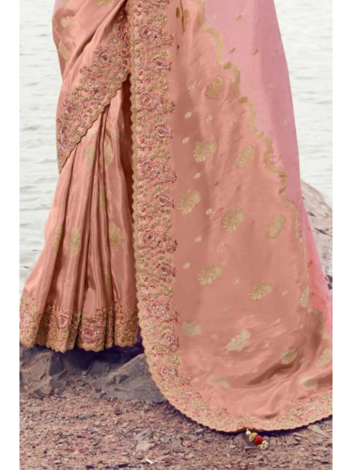 Pink Tissue Silk and Organza Silk traditional saree by Naksh Creation view 3