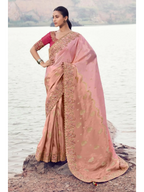 Pink Tissue Silk and Organza Silk traditional saree by Naksh Creation