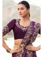 Wine Pure Satin Silk With Jacquard traditional saree by Naksh Creation view 2