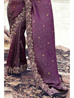 Wine Pure Satin Silk With Jacquard traditional saree by Naksh Creation view 3