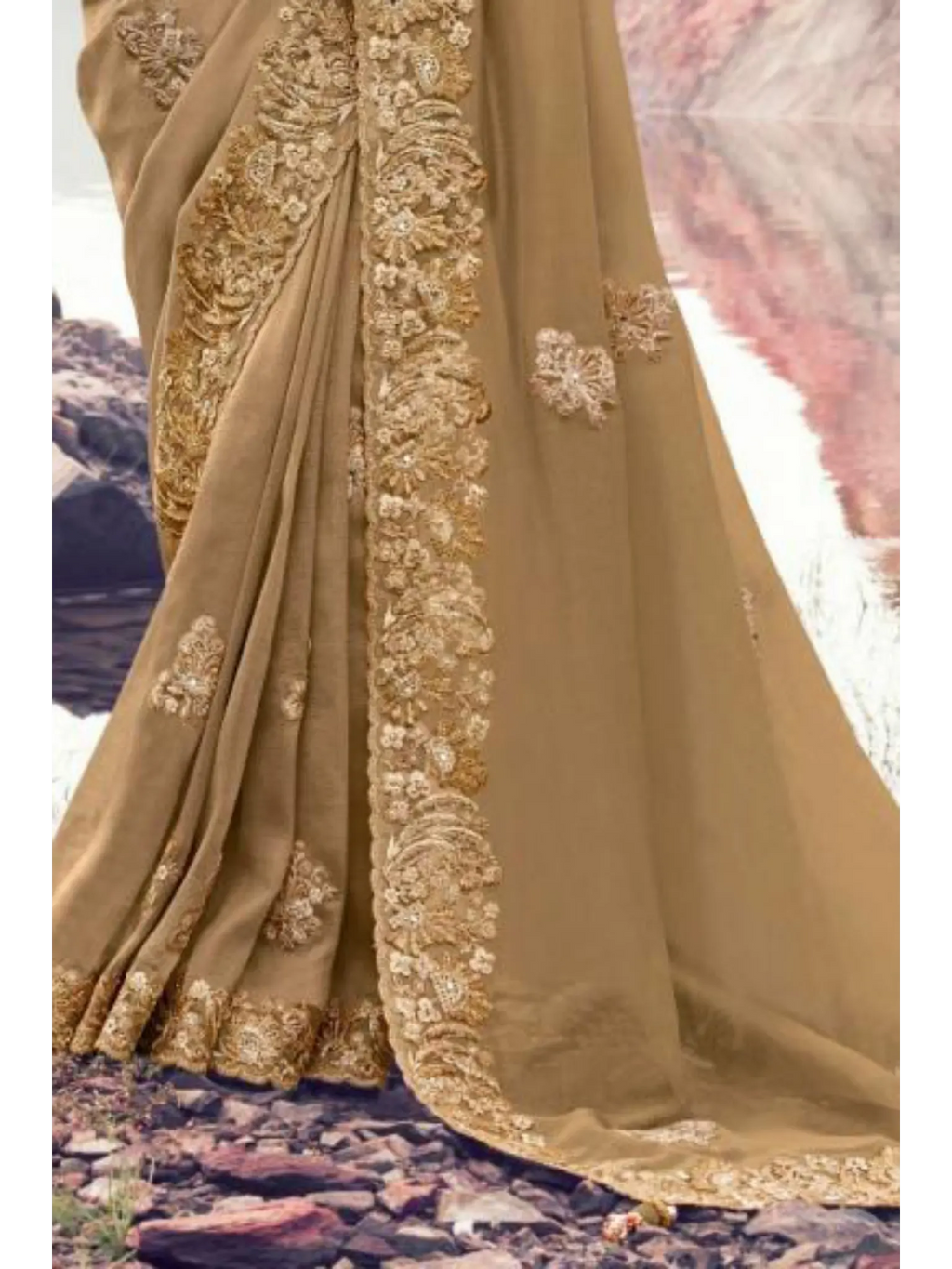 Chiku Pure Banarasi Silk traditional saree by Naksh Creation view 3