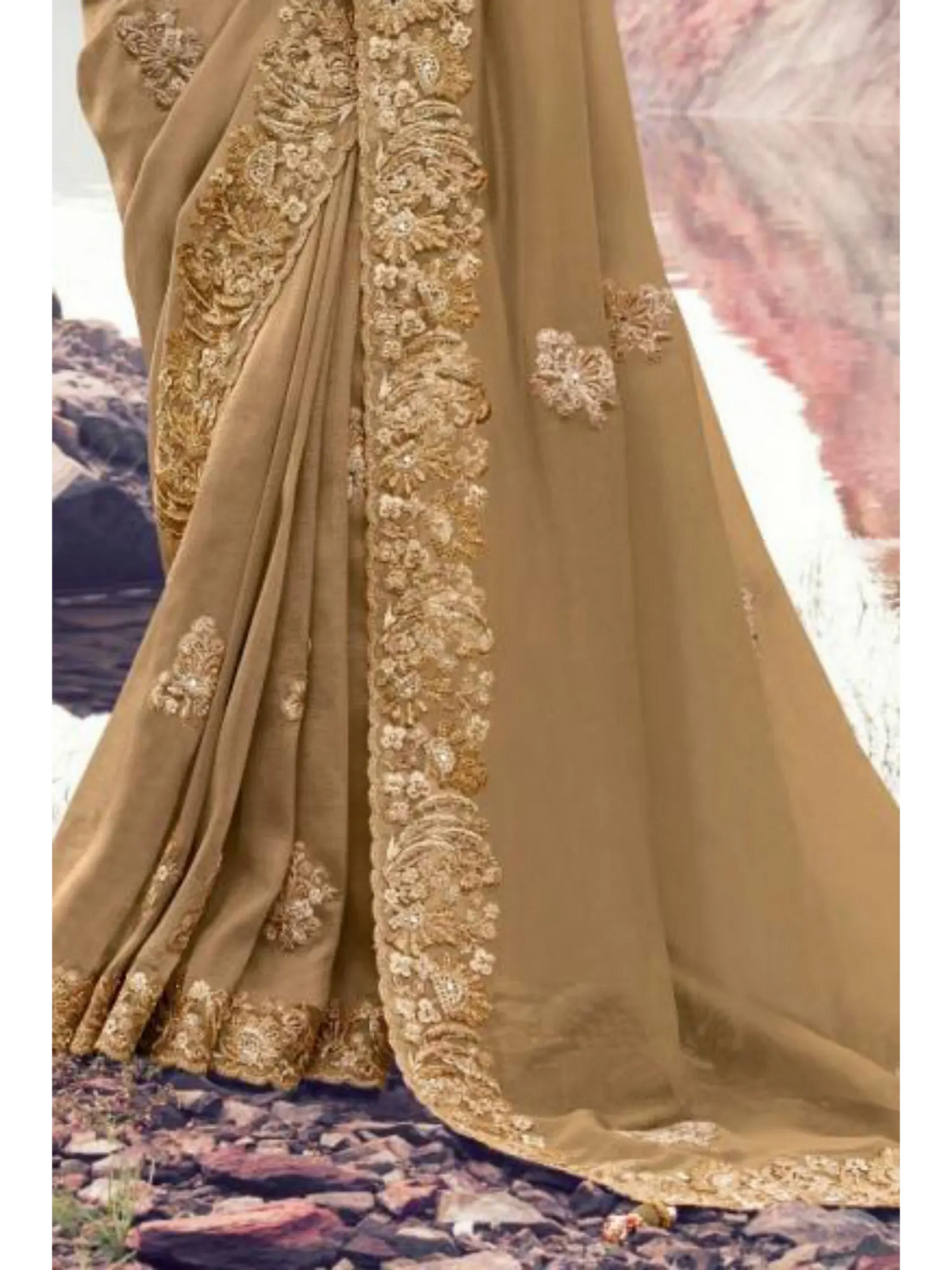 Chiku Pure Banarasi Silk traditional saree by Naksh Creation view 3