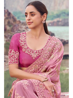 Onion Pink Tissue Silk With Jacquard traditional saree by Naksh Creation view 2