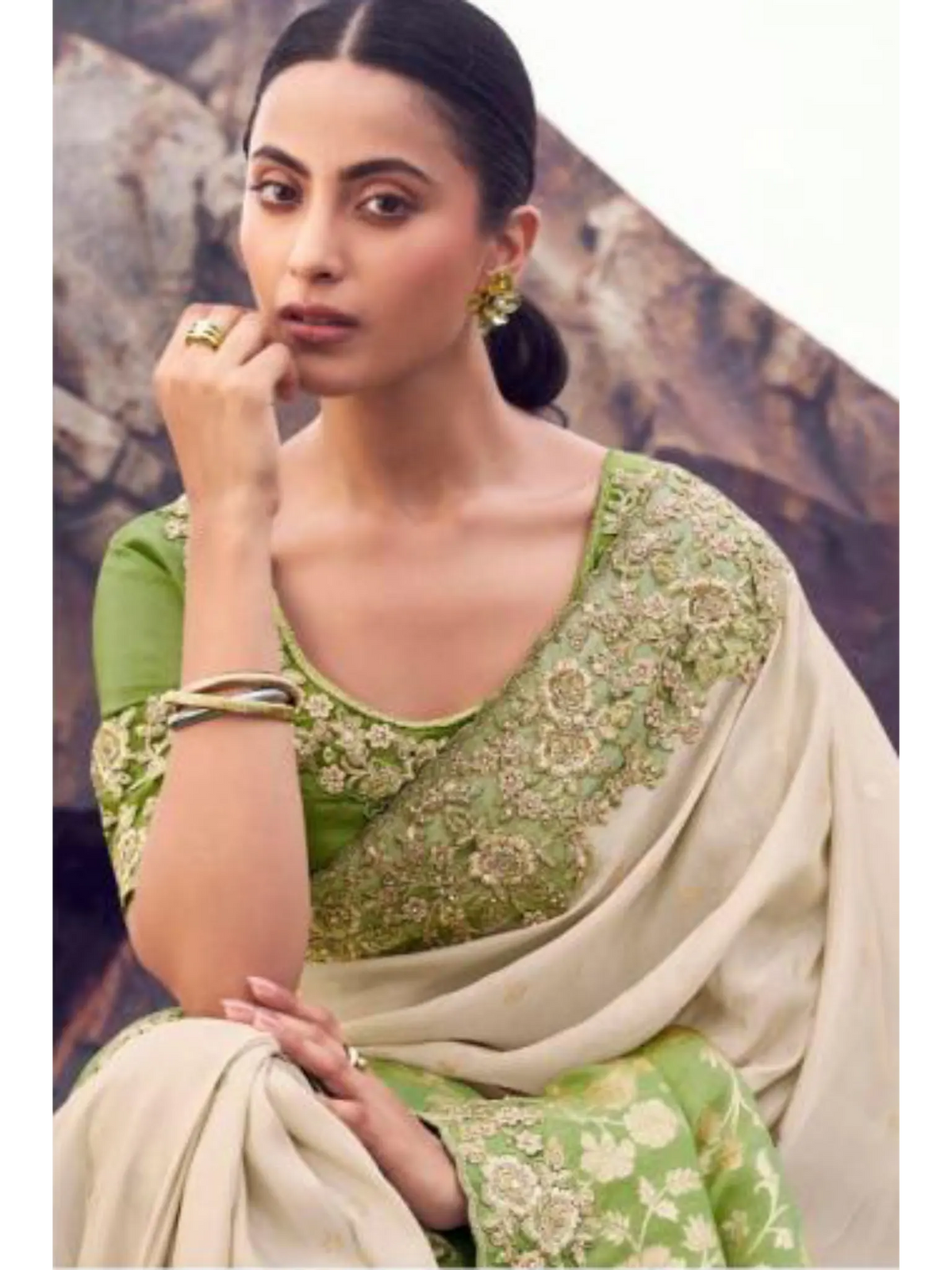 Green Shaded Tissue Silk With Jacquard traditional saree by Naksh Creation view 2