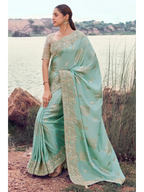 Sky Blue Tissue Silk With Jacquard traditional saree by Naksh Creation