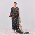 Charcoal Grey Pure Cotton Lawn Digital Print Salwar Suit with Pure Bemberg Muslin Dupatta