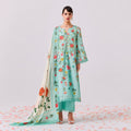 Mint Green Cotton Lawn Digital Print Salwar Kameez with Embroidered Dupatta