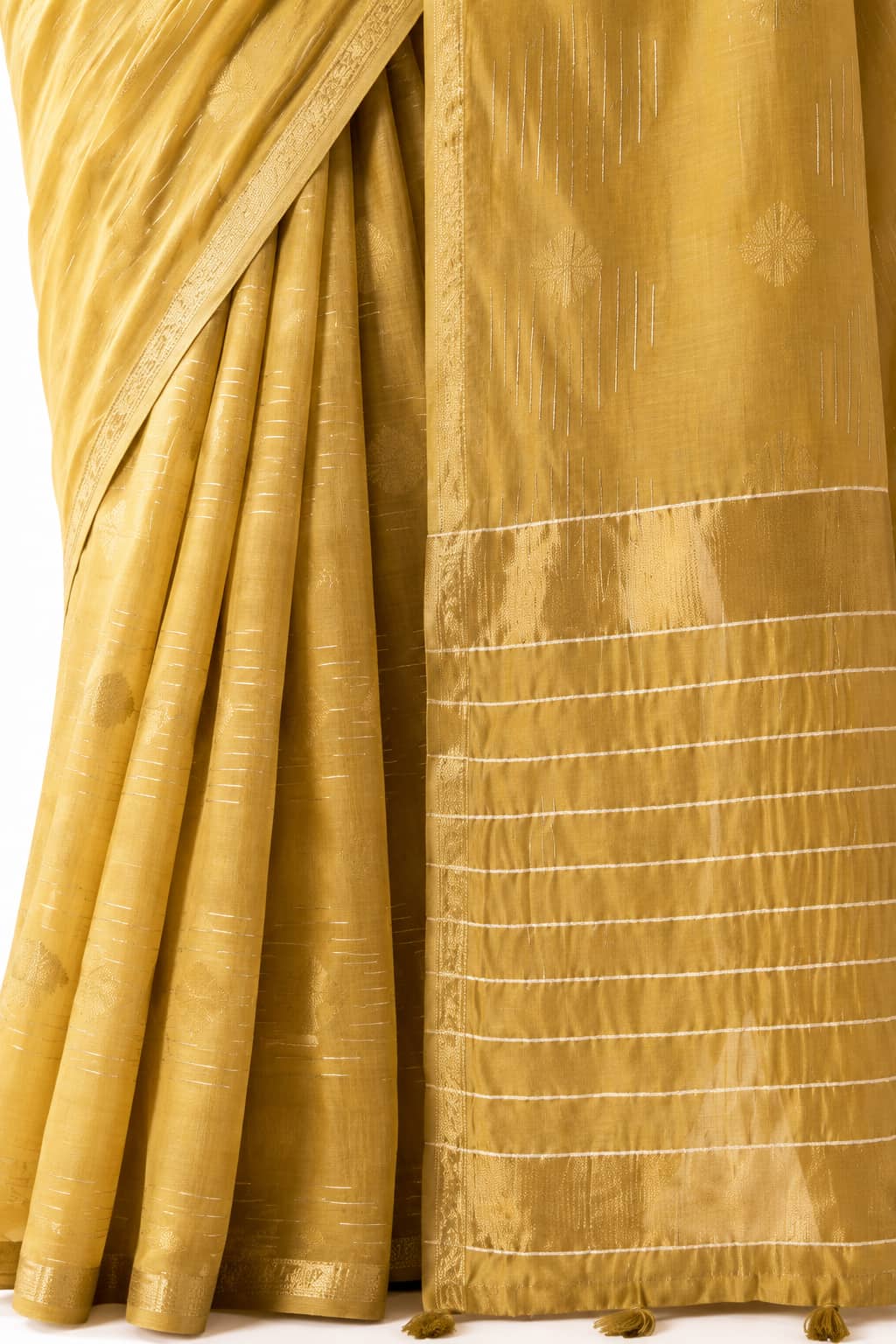 Gold Linen Silk Zari Border Work Saree