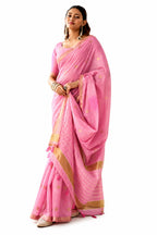 Baby Pink Linen Silk Zari Border Work Saree