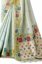 Ice Blue Shimmer Tissue Silk Zari Border Work Saree