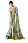Ice Blue Shimmer Tissue Silk Zari Border Work Saree