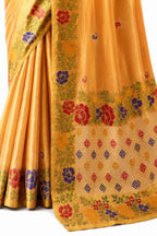 Orange Shimmer Tissue Silk Zari Border Work Saree