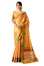 Orange Shimmer Tissue Silk Zari Border Work Saree