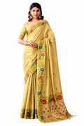 Yellow Shimmer Tissue Silk Zari Border Work Saree