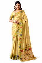 Yellow Shimmer Tissue Silk Zari Border Work Saree