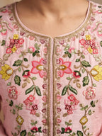 Blush Pink Embroidered Bodice and Multicolor Resham Floral Detail