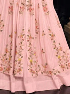 Blush Pink Anarkali Pleated Flare and Scalloped Border Detail