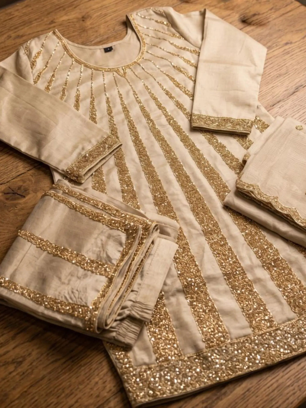 Metallic Taupe Handcrafted Silk Fabric Texture and Craftsmanship