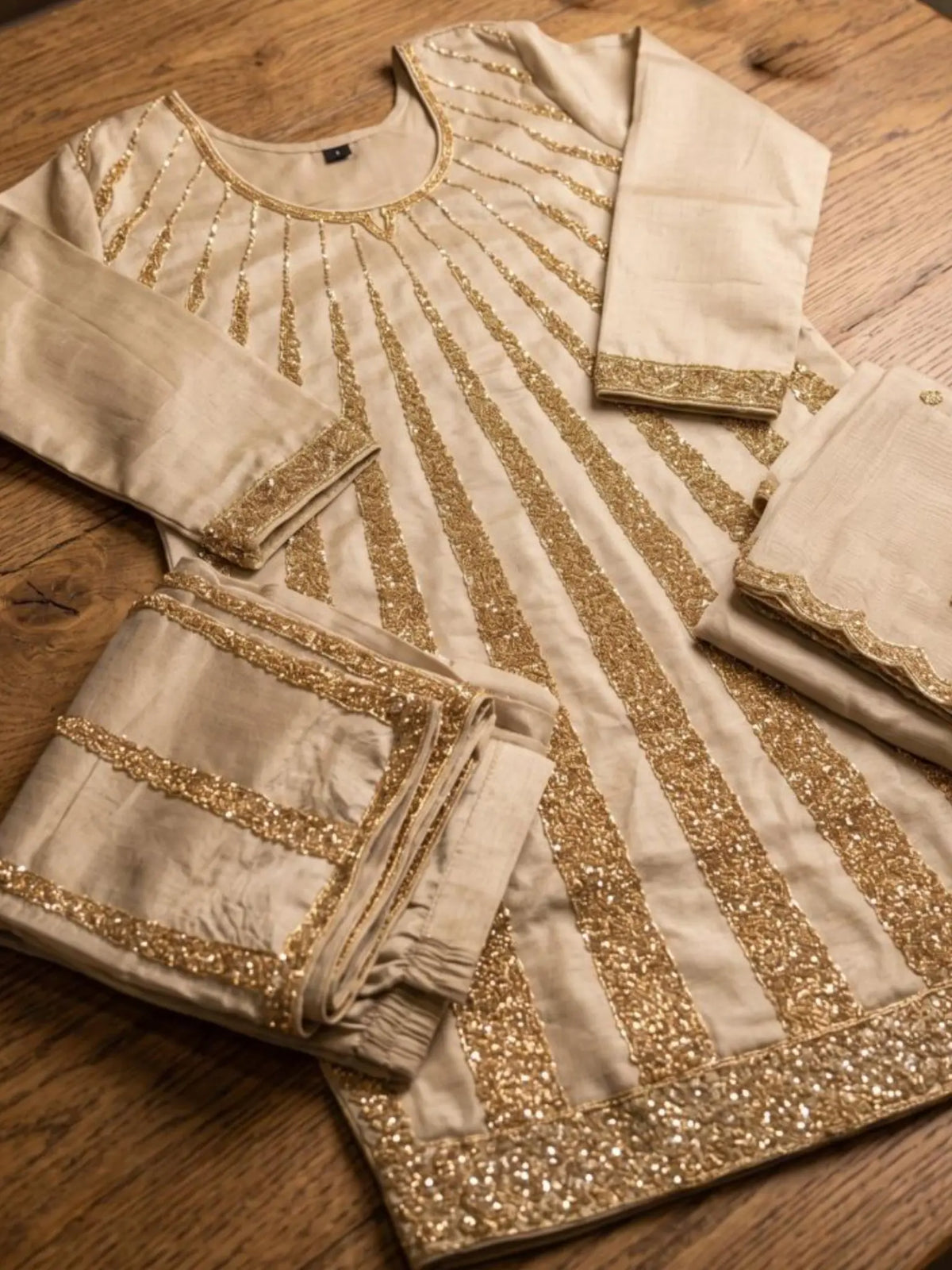Metallic Taupe Handcrafted Silk Fabric Texture and Craftsmanship