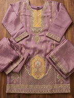 Lilac Purple Hand Embroidered Salsa Silk Palazzo Suit Set with Dupatta View 5